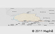 Shaded Relief Panoramic Map of Toubacouta, desaturated