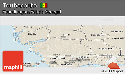 Shaded Relief Panoramic Map of Toubacouta