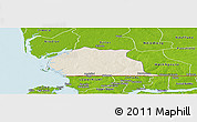 Shaded Relief Panoramic Map of Toubacouta, physical outside