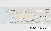 Shaded Relief Panoramic Map of Toubacouta, semi-desaturated