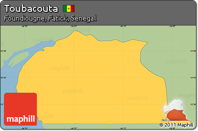 Savanna Style Simple Map of Toubacouta, single color outside