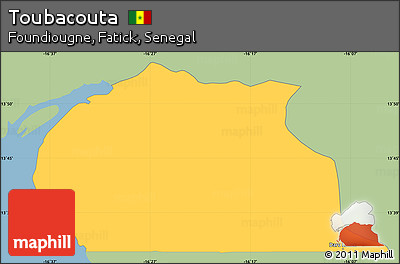 Savanna Style Simple Map of Toubacouta, single color outside