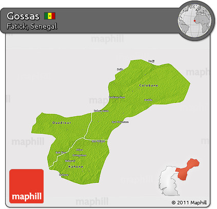 Physical 3D Map of Gossas, cropped outside
