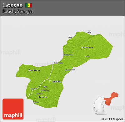 Physical 3D Map of Gossas, cropped outside