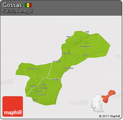 Physical 3D Map of Gossas, cropped outside