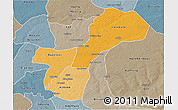 Political Shades 3D Map of Gossas, semi-desaturated
