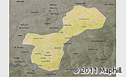 Satellite 3D Map of Gossas, darken, semi-desaturated