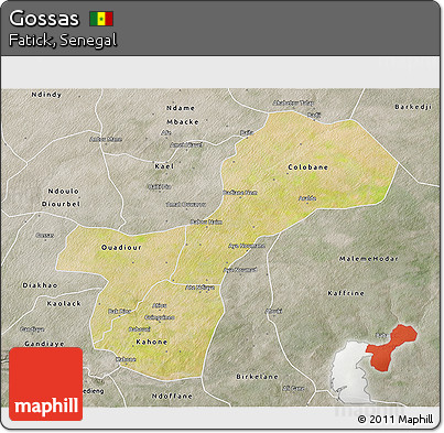 Satellite 3D Map of Gossas, semi-desaturated