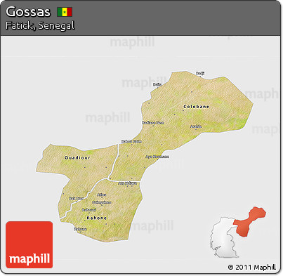 Satellite 3D Map of Gossas, single color outside