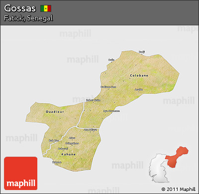Satellite 3D Map of Gossas, single color outside
