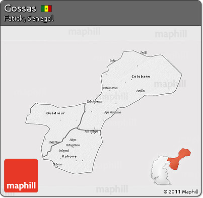 Silver Style 3D Map of Gossas, single color outside