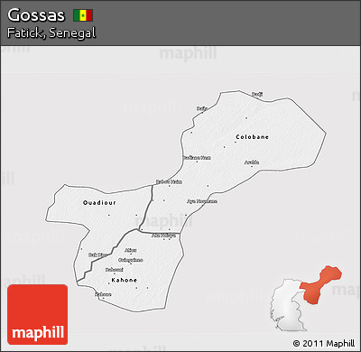 Silver Style 3D Map of Gossas, single color outside