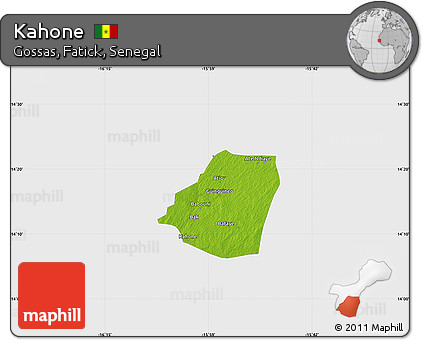 Physical Map of Kahone, single color outside