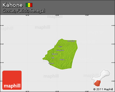 Physical Map of Kahone, single color outside