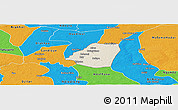 Shaded Relief Panoramic Map of Kahone, political outside