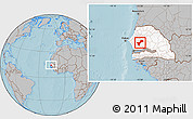 Gray Location Map of Gossas, highlighted country, hill shading