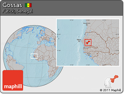 Gray Location Map of Gossas, hill shading