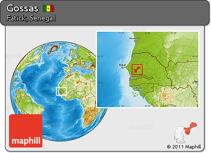 Physical Location Map of Gossas, within the entire country