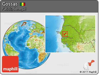 Physical Location Map of Gossas, within the entire country