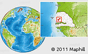 Physical Location Map of Gossas, highlighted country, within the entire country