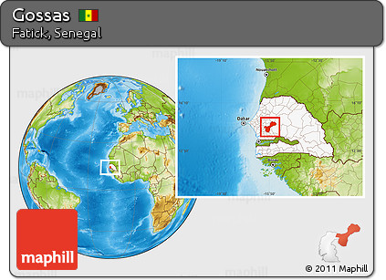 Physical Location Map of Gossas, highlighted country