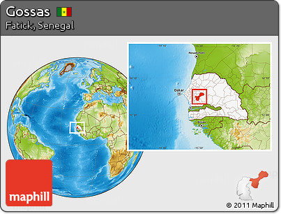 Physical Location Map of Gossas, highlighted country