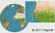 Satellite Location Map of Gossas, within the entire country