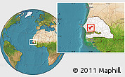 Satellite Location Map of Gossas, highlighted country