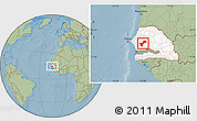 Savanna Style Location Map of Gossas, highlighted country, hill shading