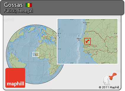 Savanna Style Location Map of Gossas, hill shading
