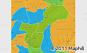Physical Map of Gossas, political outside