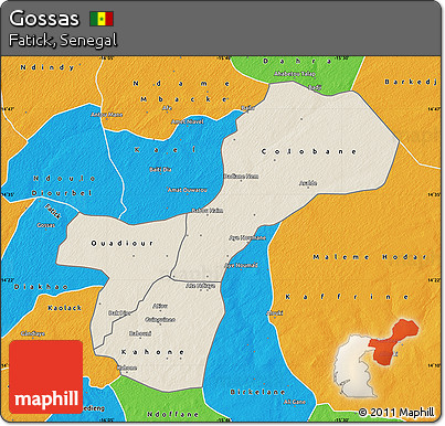 Shaded Relief Map of Gossas, political outside