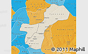 Shaded Relief Map of Gossas, political shades outside