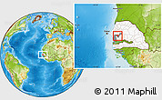 Physical Location Map of Ouadiour, highlighted country, highlighted grandparent region