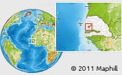 Physical Location Map of Ouadiour, highlighted country, highlighted parent region