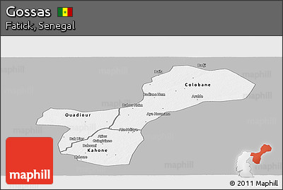 Gray Panoramic Map of Gossas, single color outside