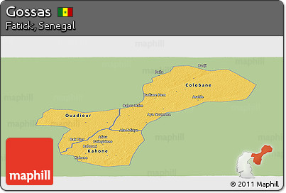 Savanna Style Panoramic Map of Gossas, single color outside