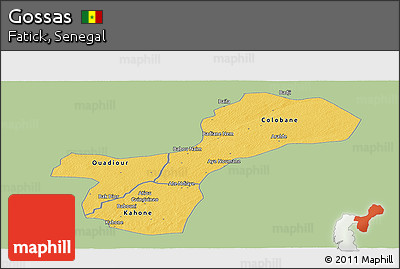 Savanna Style Panoramic Map of Gossas, single color outside