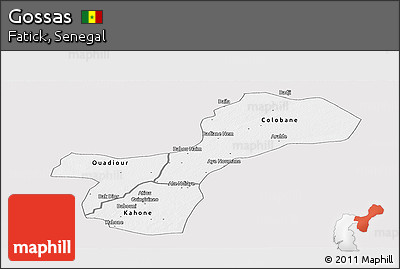 Silver Style Panoramic Map of Gossas, single color outside