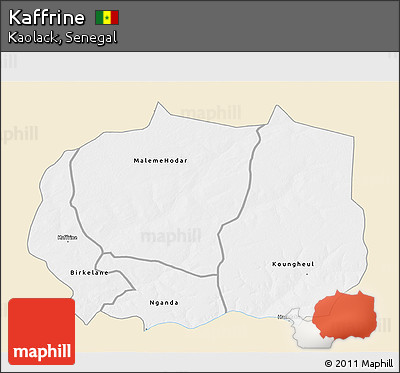 Classic Style 3D Map of Kaffrine, single color outside