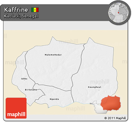 Classic Style 3D Map of Kaffrine, single color outside