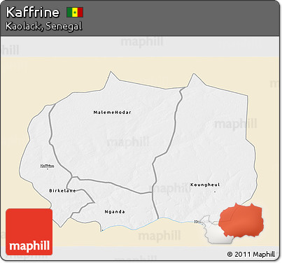 Classic Style 3D Map of Kaffrine, single color outside