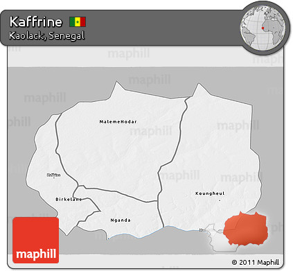 Gray 3D Map of Kaffrine, single color outside