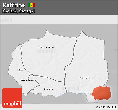 Gray 3D Map of Kaffrine, single color outside