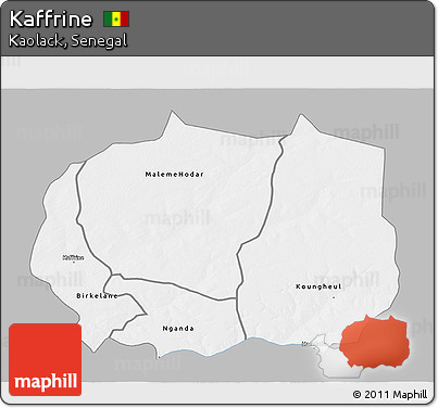 Gray 3D Map of Kaffrine, single color outside