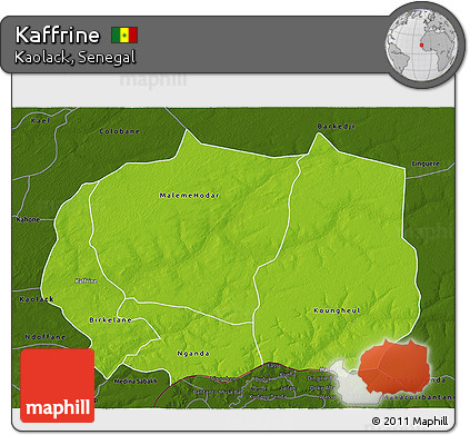 Physical 3D Map of Kaffrine, darken