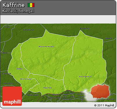 Physical 3D Map of Kaffrine, darken