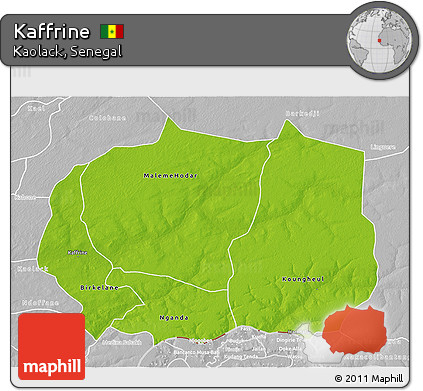 Physical 3D Map of Kaffrine, lighten, desaturated