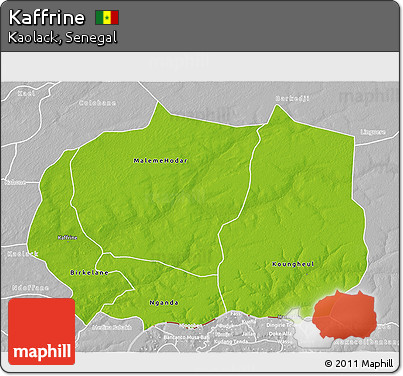 Physical 3D Map of Kaffrine, lighten, desaturated