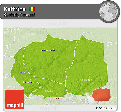 Physical 3D Map of Kaffrine, lighten